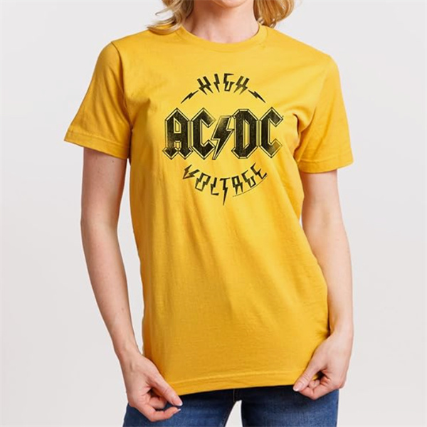Retro Rock AC/DC High Voltage Printed Short-Sleeve T-Shirt