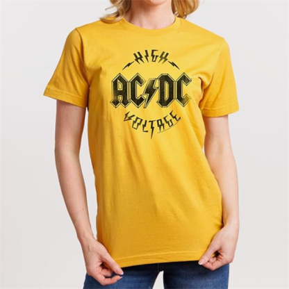 Retro Rock AC/DC High Voltage Printed Short-Sleeve T-Shirt