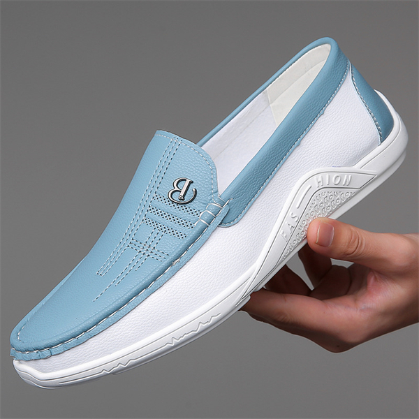 Men's daily casual leather shoes men's soft leather soft sole lazy slip-on driving shoes