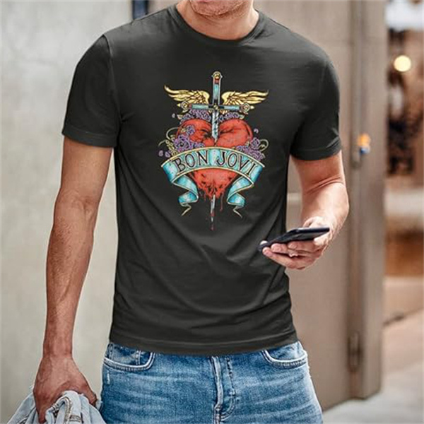 Rock Faith - Bon Jovi Classic Heart Cross T-Shirt