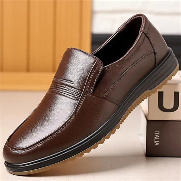 Men's genuine leather non-slip soft insole business loafers