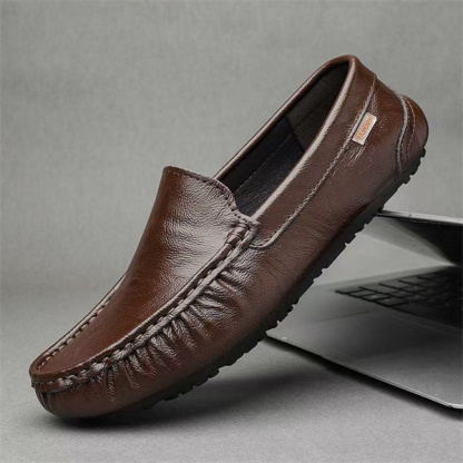 Genuine leather comfortable and casual slip-on loafers