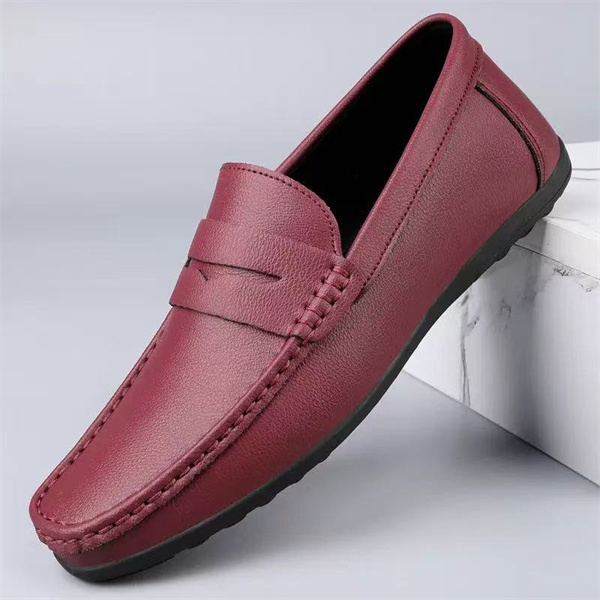 Hand-stitched genuine leather loafers | Slip-on soft-soled business casual shoes