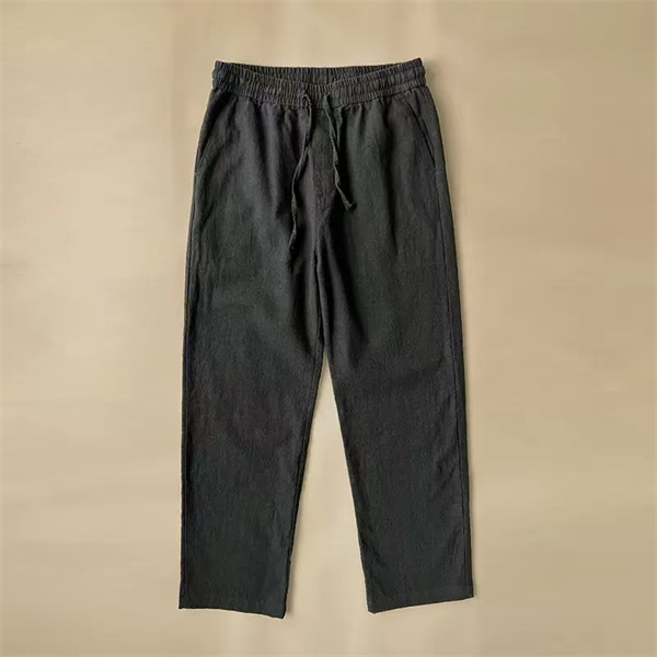 Cotton Linen Pants Men Casual LooseDrawstring Waist Summer Beach Pants