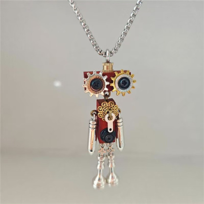 🤖 Steampunk-style handmade robot necklace