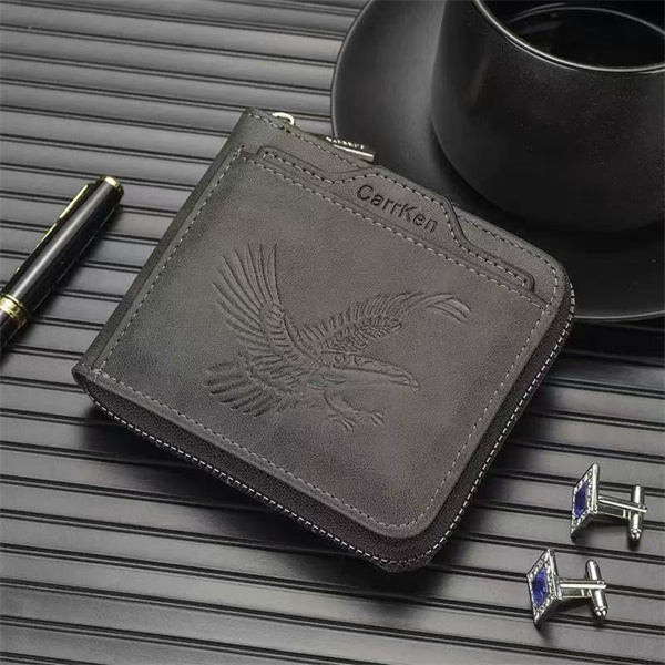 New men's wallet, stylish short retro style, coin clip