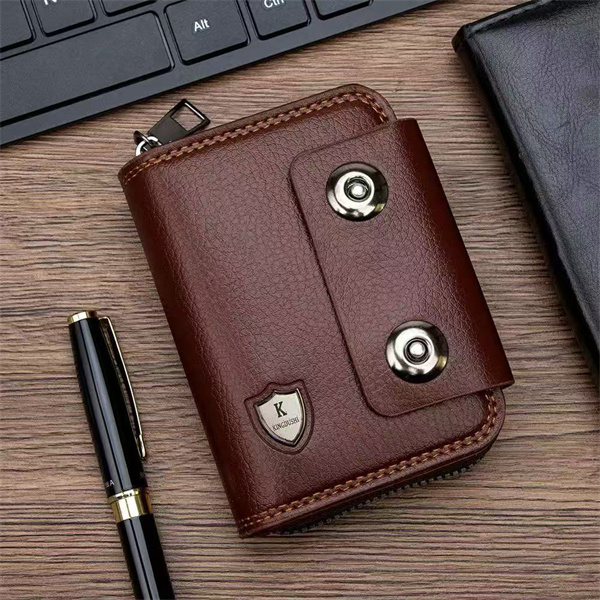 Trendy metal men's double magnetic clasp accordion card holder