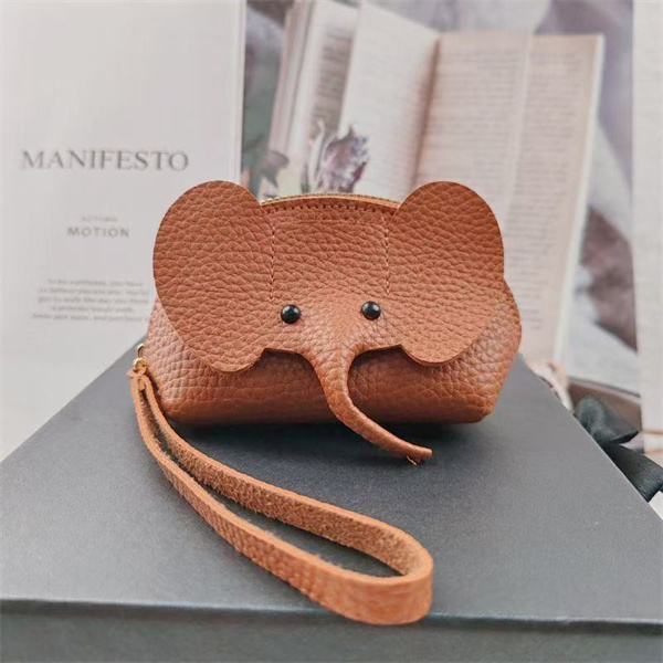 New genuine leather coin purse, key pouch, creative card holder, elephant bag
