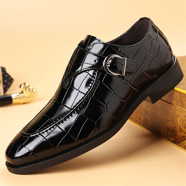 Men's monk shoes square toe buckle trendy shoes