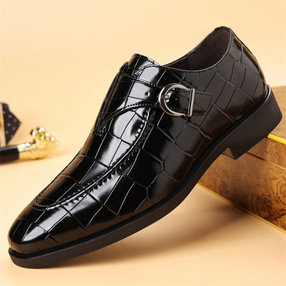 Men's monk shoes square toe buckle trendy shoes