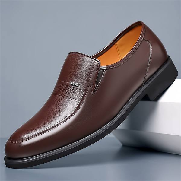 Men's casual leather shoes genuine leather business formal soft leather soft sole breathable thin dad shoes