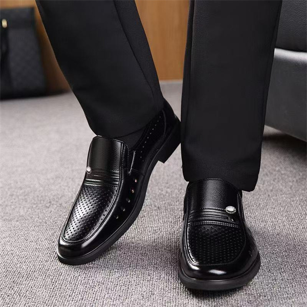 Pointed business formal leather shoes large size men's shoes summer hollow hole shoes casual dad shoes