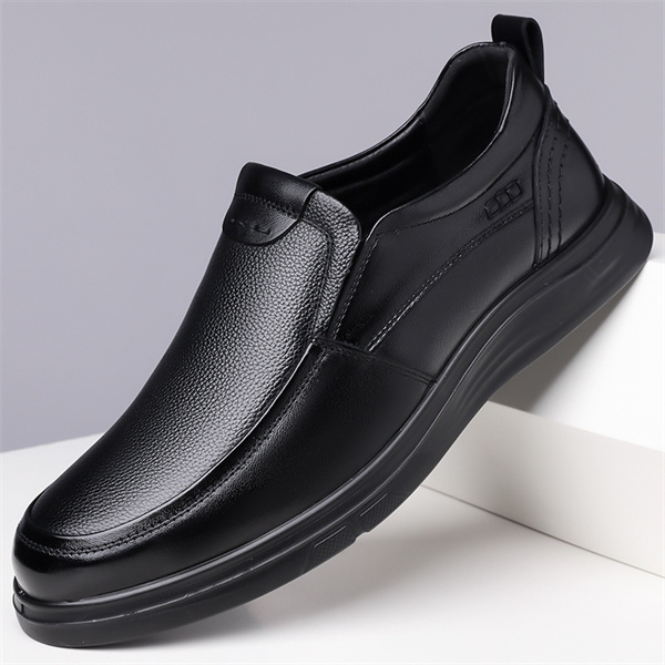Men's genuine leather cowhide business casual men's shoes non-slip breathable middle-aged and elderly soft sole dad leather shoes one-step men's shoes