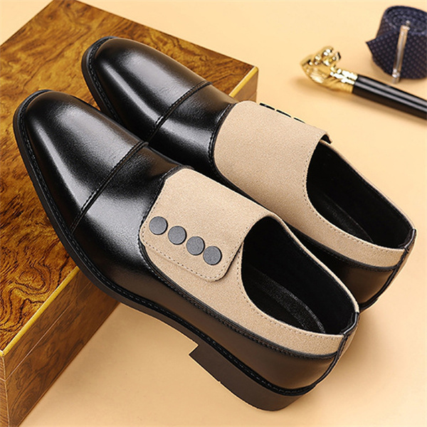 Plus size men's breathable pointed toe trendy business British casual leather shoes