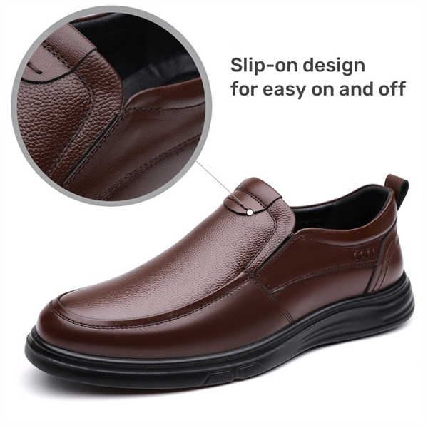 Men's leather non-slip padded slip-on loafers