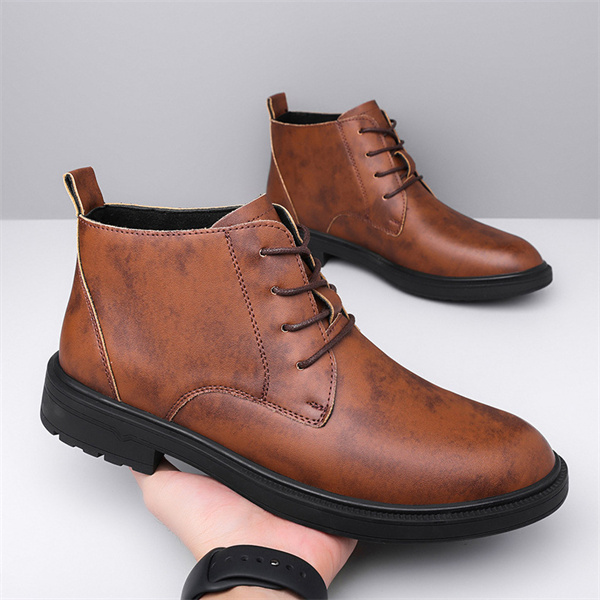 Men's retro wide-lasting cowboy-style trendy long Martin boots
