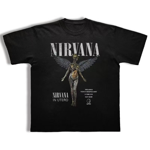 🦅 Nirvana In Utero Angel Retro Distressed Short-Sleeve T-Shirt
