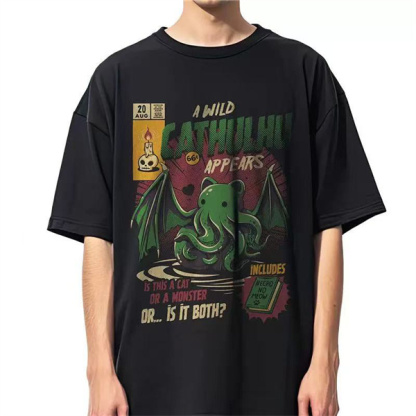 [Cthulhu Mythos × Cute Contrast] Cathulhu Cat Cthulhu Fun Cartoon Style Short-Sleeve T-Shirt