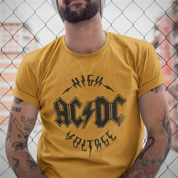 Retro Rock AC/DC High Voltage Printed Short-Sleeve T-Shirt