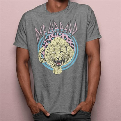 Def Leppard Band | Retro Cheetah Print T-shirt |