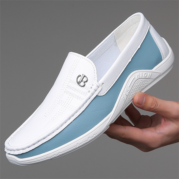 Men's daily casual leather shoes men's soft leather soft sole lazy slip-on driving shoes