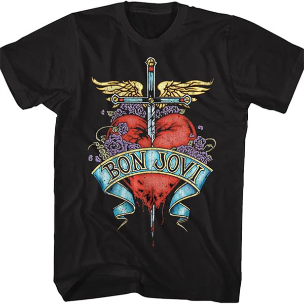 Rock Faith - Bon Jovi Classic Heart Cross T-Shirt