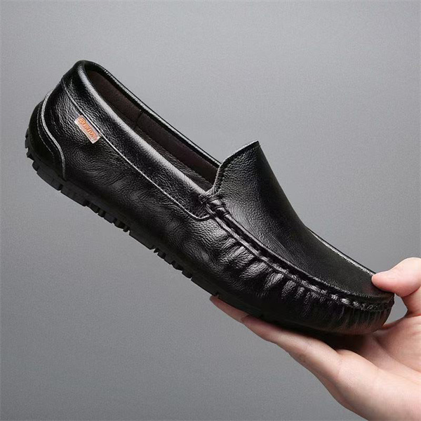 Genuine leather comfortable and casual slip-on loafers