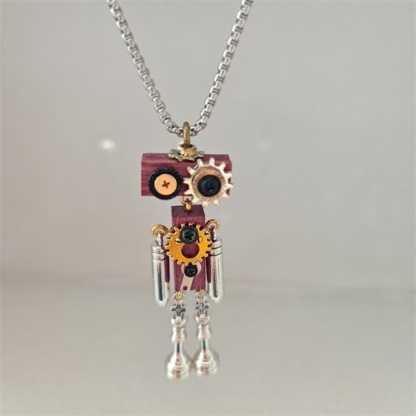🤖 Steampunk-style handmade robot necklace