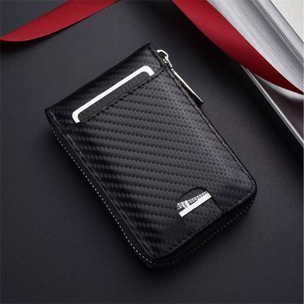 Anti-theft RFID card holder, anti-demagnetization driver's license card holder, carbon fiber textured zipper accordion credit card holder