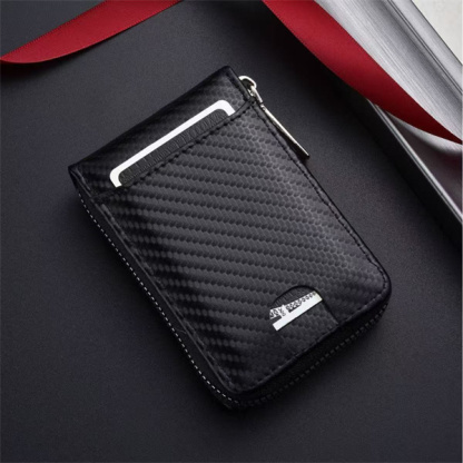 Anti-theft RFID card holder, anti-demagnetization driver's license card holder, carbon fiber textured zipper accordion credit card holder