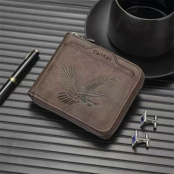 New men's wallet, stylish short retro style, coin clip
