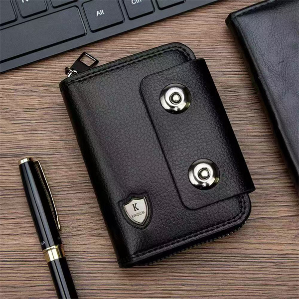 Trendy metal men's double magnetic clasp accordion card holder