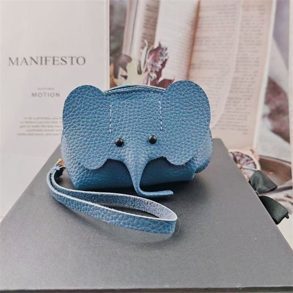 New genuine leather coin purse, key pouch, creative card holder, elephant bag