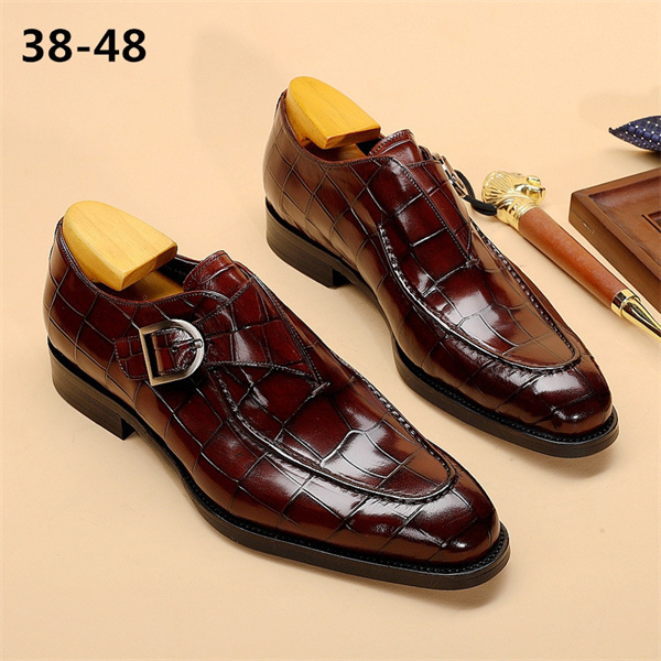 Men's monk shoes square toe buckle trendy shoes