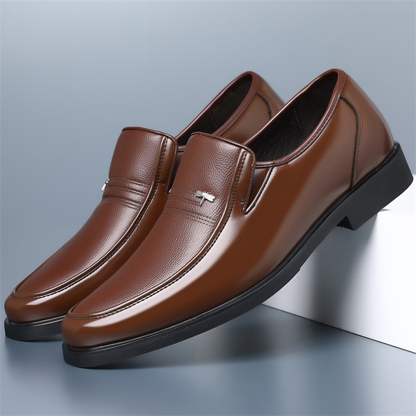 Men's casual leather shoes genuine leather business formal soft leather soft sole breathable thin dad shoes