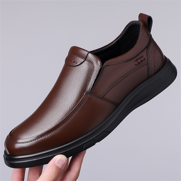Men's genuine leather cowhide business casual men's shoes non-slip breathable middle-aged and elderly soft sole dad leather shoes one-step men's shoes