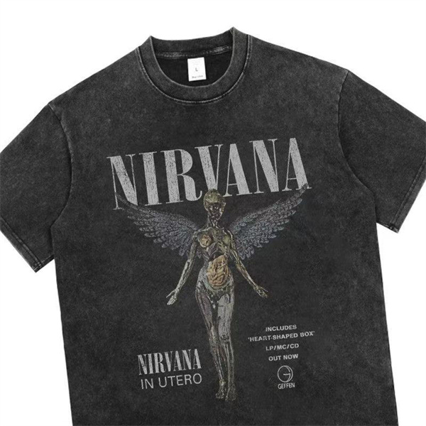 🦅 Nirvana In Utero Angel Retro Distressed Short-Sleeve T-Shirt
