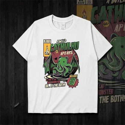 [Cthulhu Mythos × Cute Contrast] Cathulhu Cat Cthulhu Fun Cartoon Style Short-Sleeve T-Shirt
