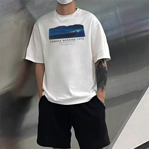 【FOREST BONFIRE-1998】Retro Highway Scenery Print Short-Sleeve T-Shirt