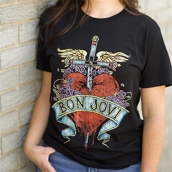 Rock Faith - Bon Jovi Classic Heart Cross T-Shirt
