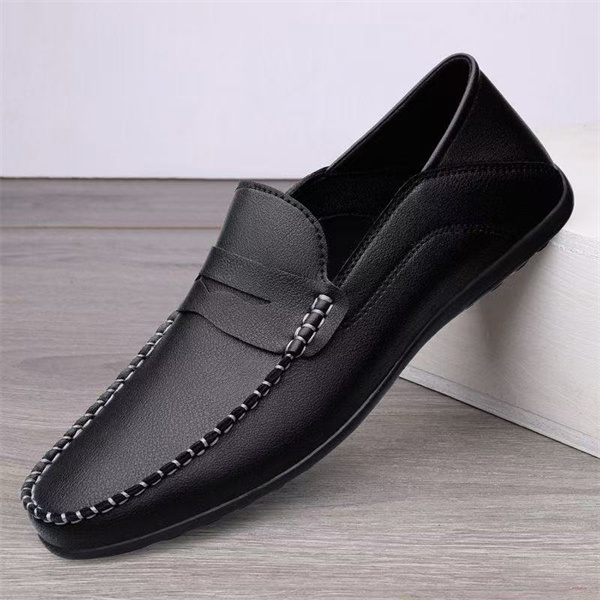 Hand-stitched genuine leather loafers | Slip-on soft-soled business casual shoes