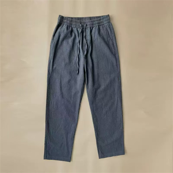 Cotton Linen Pants Men Casual LooseDrawstring Waist Summer Beach Pants