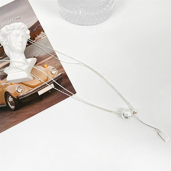 Irregular Y2k Long Y-shaped Necklace with Zircon Inlaid Sparkling Brick Tassel Pendant  