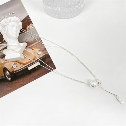 Irregular Y2k Long Y-shaped Necklace with Zircon Inlaid Sparkling Brick Tassel Pendant  