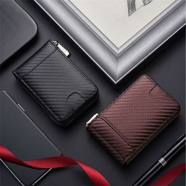 Anti-theft RFID card holder, anti-demagnetization driver's license card holder, carbon fiber textured zipper accordion credit card holder