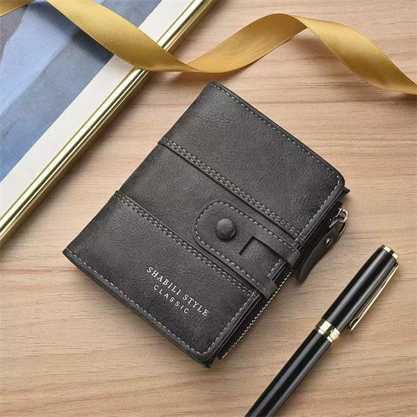 Hot-selling men's retro short anti-magnetic thin leather wallet, a luxurious three-in-one multi-functional card holder