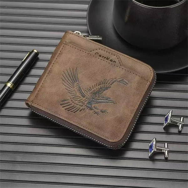 New men's wallet, stylish short retro style, coin clip