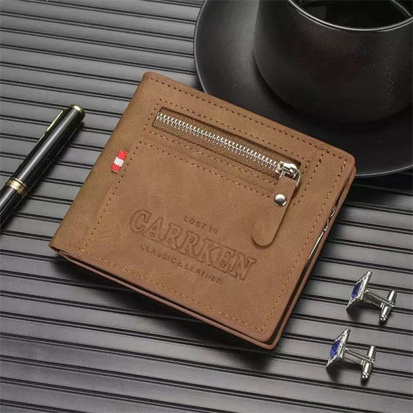 Retro Men's Wallet, Short, Multifunctional, Multi-Card Slots, Large Capacity Zippered Card Holder/Money Clip
