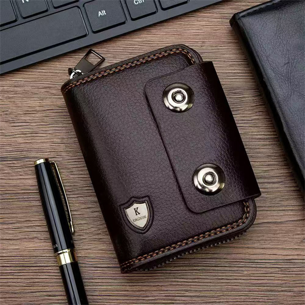 Trendy metal men's double magnetic clasp accordion card holder