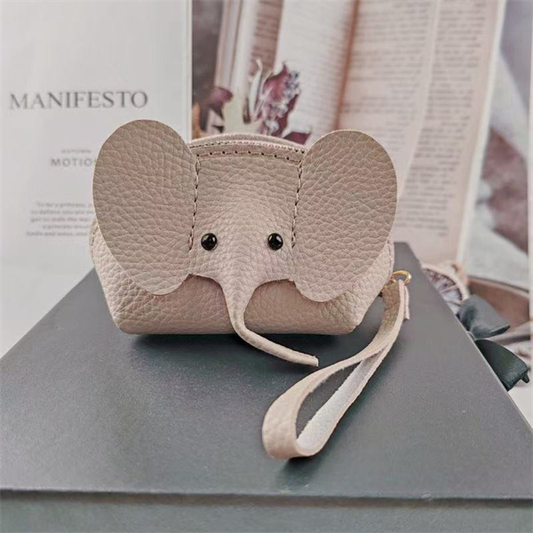 New genuine leather coin purse, key pouch, creative card holder, elephant bag